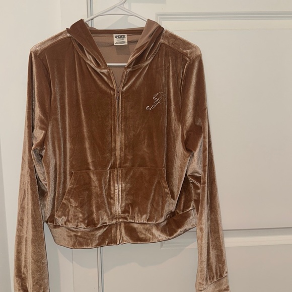 NWOT Velour shine crop hoodie - Picture 1 of 3
